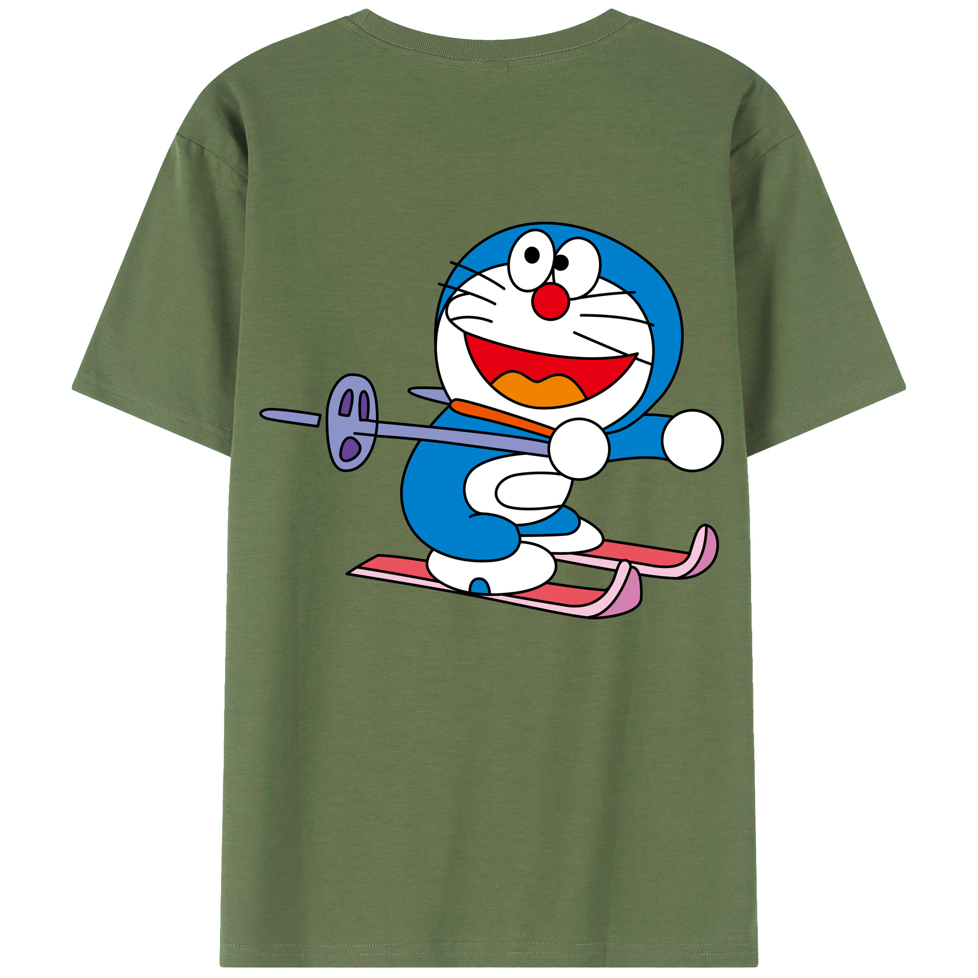 （画像用） ドラえもん Doraemon 綿100％ メンズ半袖Tシャツ（バックプリント） 通気性